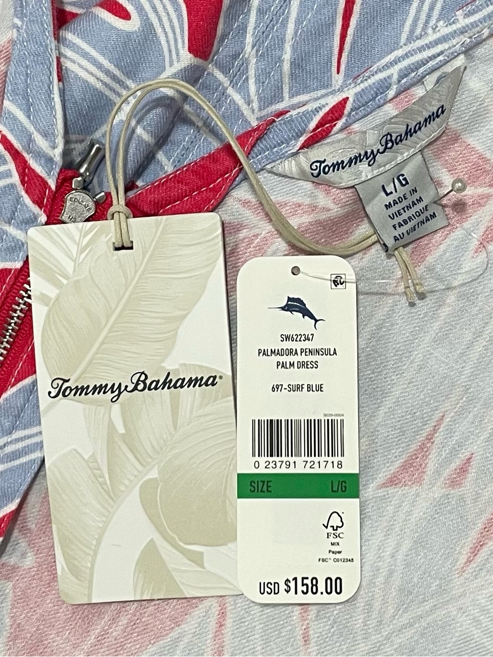 NWT Tommy Bahama Sleeveless Tropical Palm Leaf Shift Dress Coastal Beach Island - Picture 9 of 10